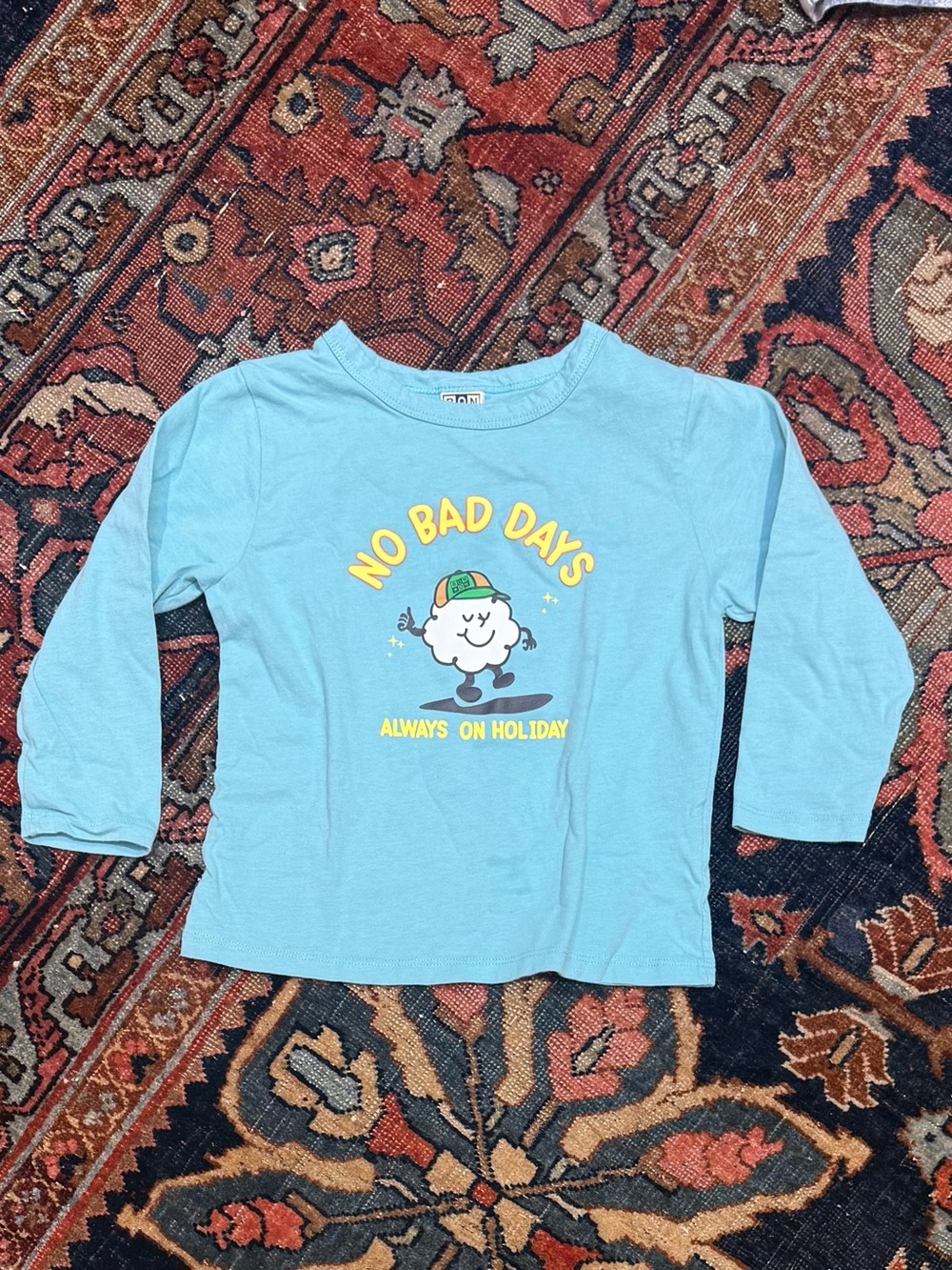 Bonton Light Blue Long Sleeve Top with Yellow 'No Bad Days' Graphic
